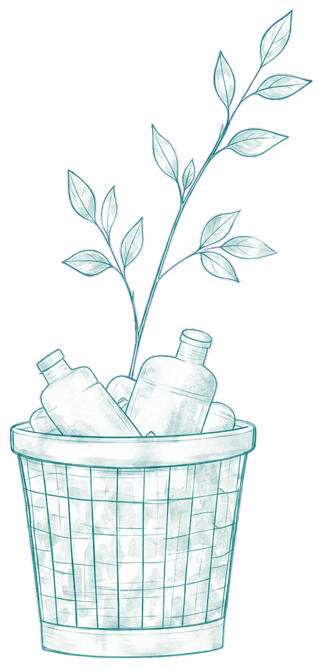 Illustration of a recycling basket with plants